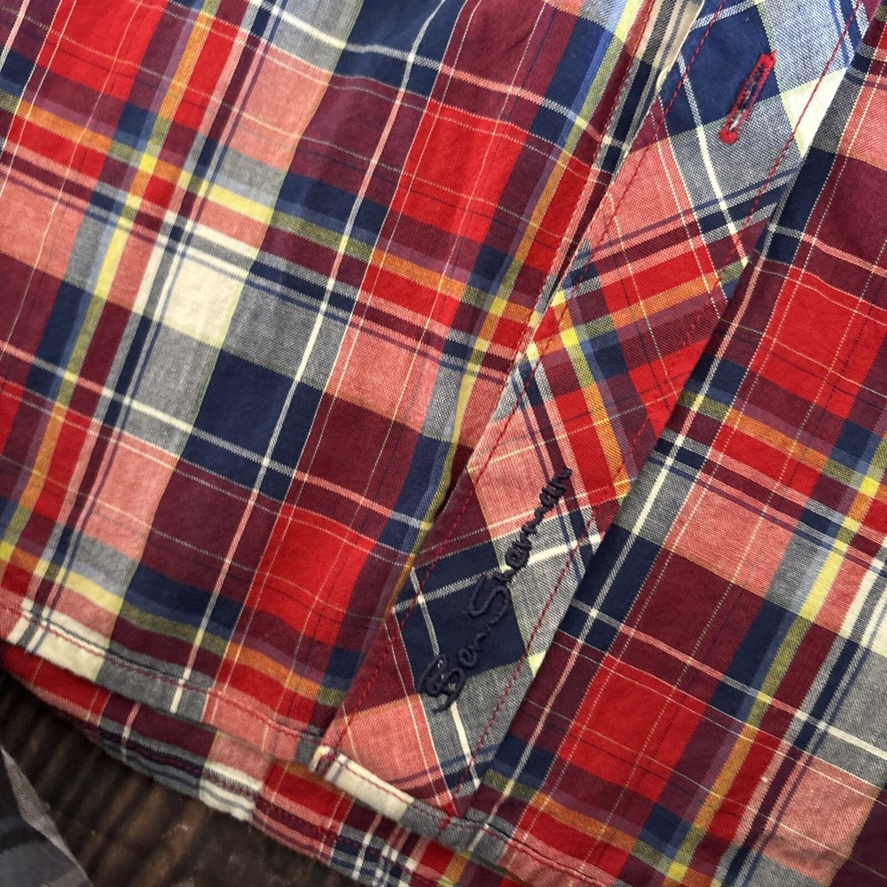 Ben Sherman Mens Multicolor Plaid Flip Cuff Button Up Shirts Size M Lot Of 2 - Picture 7 of 12
